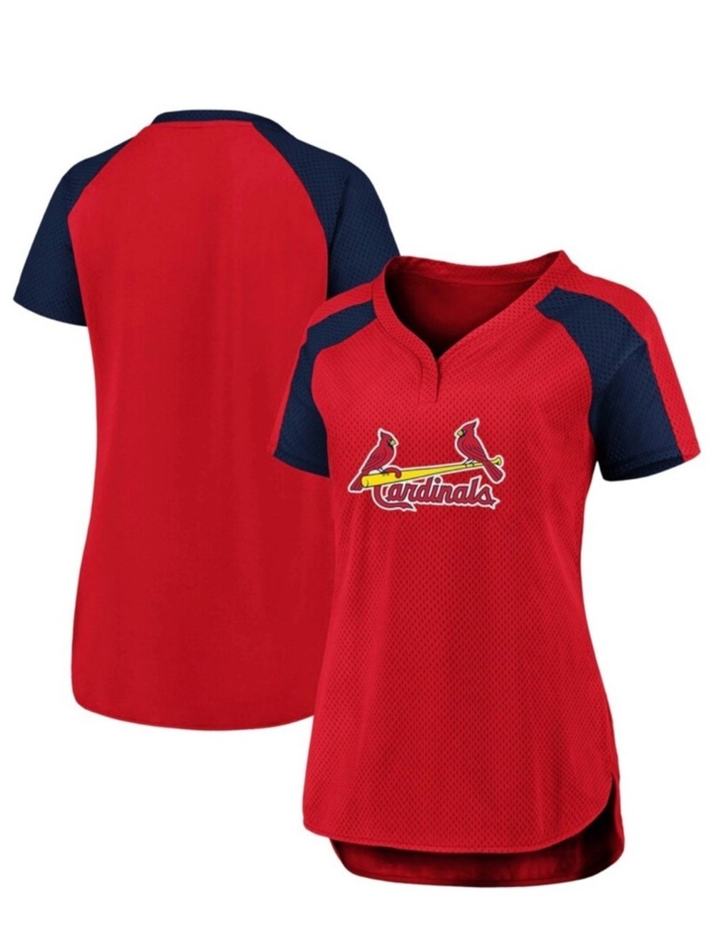 Women's Fanatics Red Blue St. Louis Cardinals Diva glam V-neck 2XL Mesh NWT